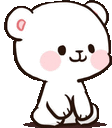 a cartoon drawing of a white teddy bear with a pink nose and blush .