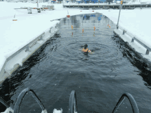 a person is swimming in a body of water