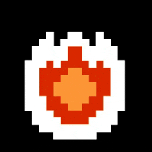 a pixel art illustration of a fireball with a black background