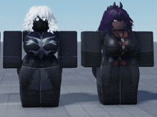 two roblox characters are standing next to each other with their arms crossed