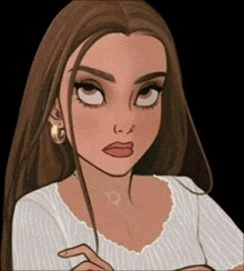 a cartoon drawing of a girl with long hair