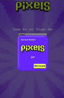 a purple screen with a service notice for pixels on it