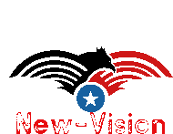 a logo for a company called new-vision with an eagle and a star