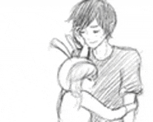 a drawing of a man and a woman hugging each other .