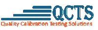 the logo for quality calibration testing solutions is blue and white