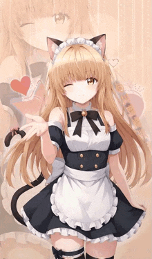 a girl in a maid outfit with cat ears