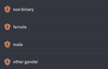 a screen shows three different genders including non binary