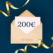 an envelope with a 200 euro gift card inside