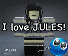 a poster that says i love jules with a picture of a girl