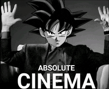 a poster for absolute cinema with a cartoon character