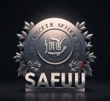 a silver emblem with the word safuu written on it