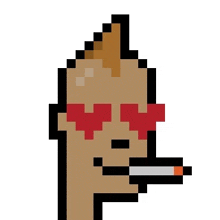 a pixel art of a person smoking a cigarette and wearing sunglasses .