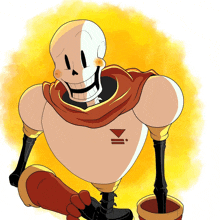 a cartoon drawing of papyrus holding a cup