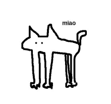 a black and white drawing of a cat standing on its hind legs .