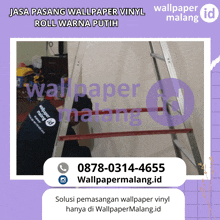 a picture of a man on a ladder with the words wallpaper malang on the bottom