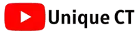 a youtube logo with the words unique ct in black