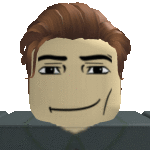 a close up of a roblox character 's face with brown hair