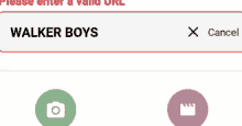 a screenshot of the walker boys website asking for a valid url