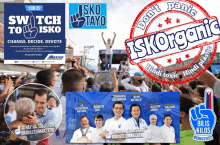 a collage of political posters including one that says " switch to isko "