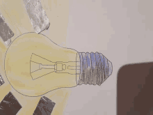 a drawing of a light bulb with a blue border