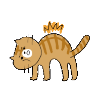 a cartoon drawing of a cat with a sad look on its face