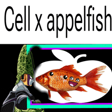 a picture of a cell x applefish with a fish with faces on it