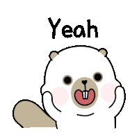 a cartoon drawing of a beaver with its tongue out and the word yeah below it