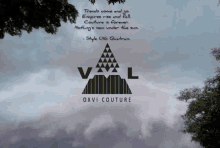 an advertisement for oxvi couture shows a triangle in the sky