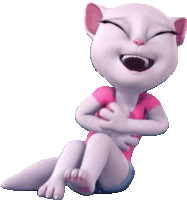 a cartoon cat is laughing with her eyes closed and her mouth open