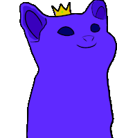 a purple cat wearing a yellow crown on its head