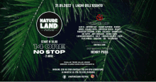 a poster for nature land festival shows a line up