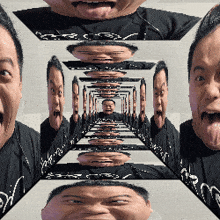 a man is sticking his tongue out in a kaleidoscope of his face