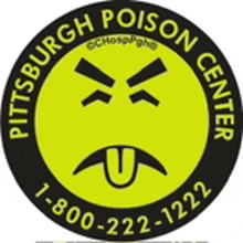 a pittsburgh poison center logo with a smiley face