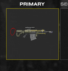 a picture of a rifle with the word primary on the bottom