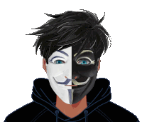 a drawing of a person with half of their face painted black and half white