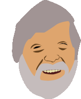 a cartoon drawing of a man with a beard smiling with his eyes closed