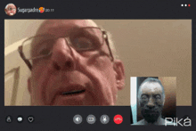 a screen shot of a video call with sugarpadre and pika