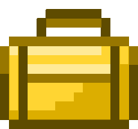 a pixel art illustration of a gold suitcase with a handle .