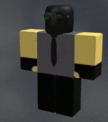 a 3d model of a roblox character wearing a black mask and tie