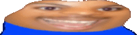 a blurry picture of a person 's face with a blue shirt on .