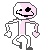 a pixel art drawing of a pink skeleton with a thumbs up sign .