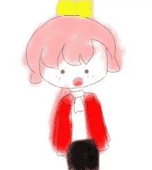 a drawing of a girl with pink hair wearing a crown