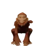 a cartoon monkey is squatting down and smiling .