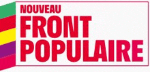 a logo for nouveau front populaire with a rainbow colored stripe .