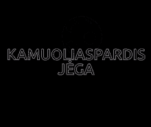 a black and white logo with a soccer ball and the words kamuoliaspardis jega