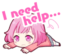 a girl with pink hair is laying on the floor and says i need help ..