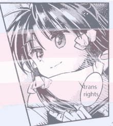 a drawing of a girl with the words trans rights on the bottom right