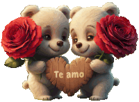 two teddy bears holding a heart that says te amo