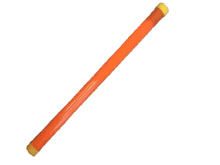 a long orange tube with a yellow cap on it