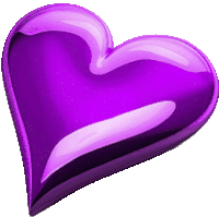 a shiny purple heart with a white border